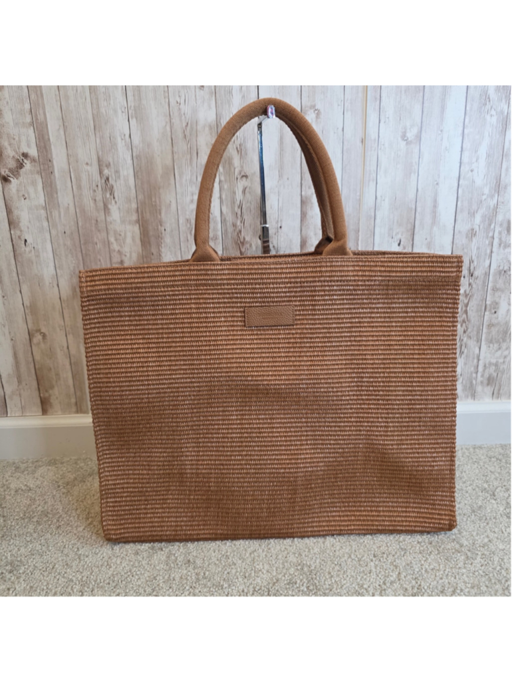 Burberry Woven Straw Tote Bag Brown NWOT